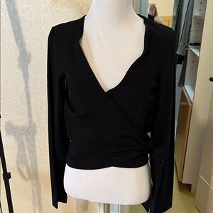 Donna Karan Black Wrap Blouse